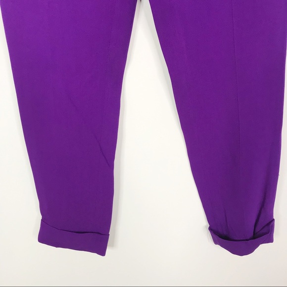 Stella McCartney Size 38 US 0 Slim Cropped Trousers Bright Purple Cuffed Bottom - Picture 5 of 13